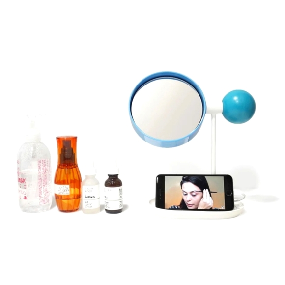 New in Box NIB RCube Ball Desk Mirror blue/blue/white Nordstrom Artsy Eclectic - Picture 3 of 12